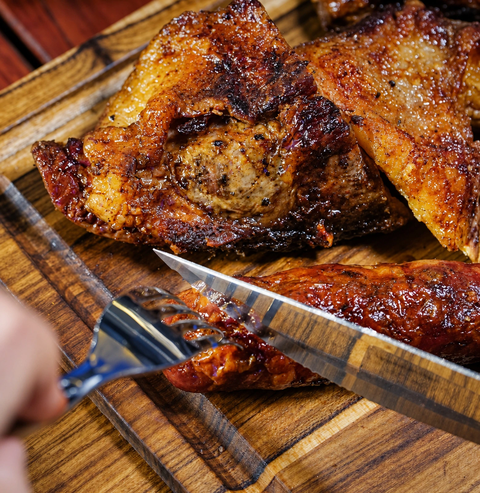 Carnes servidas en una tabla en La Estaca