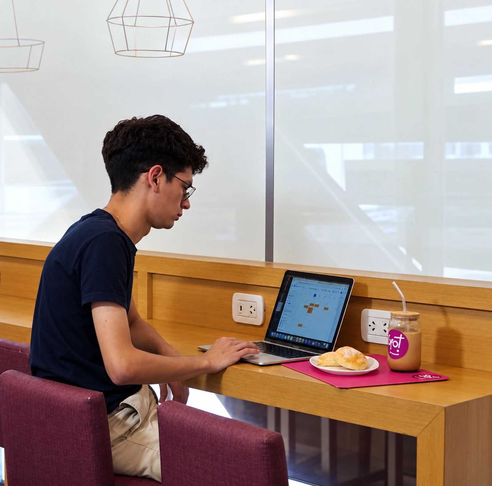 Un cliente con su notebook en Spot de Tasco