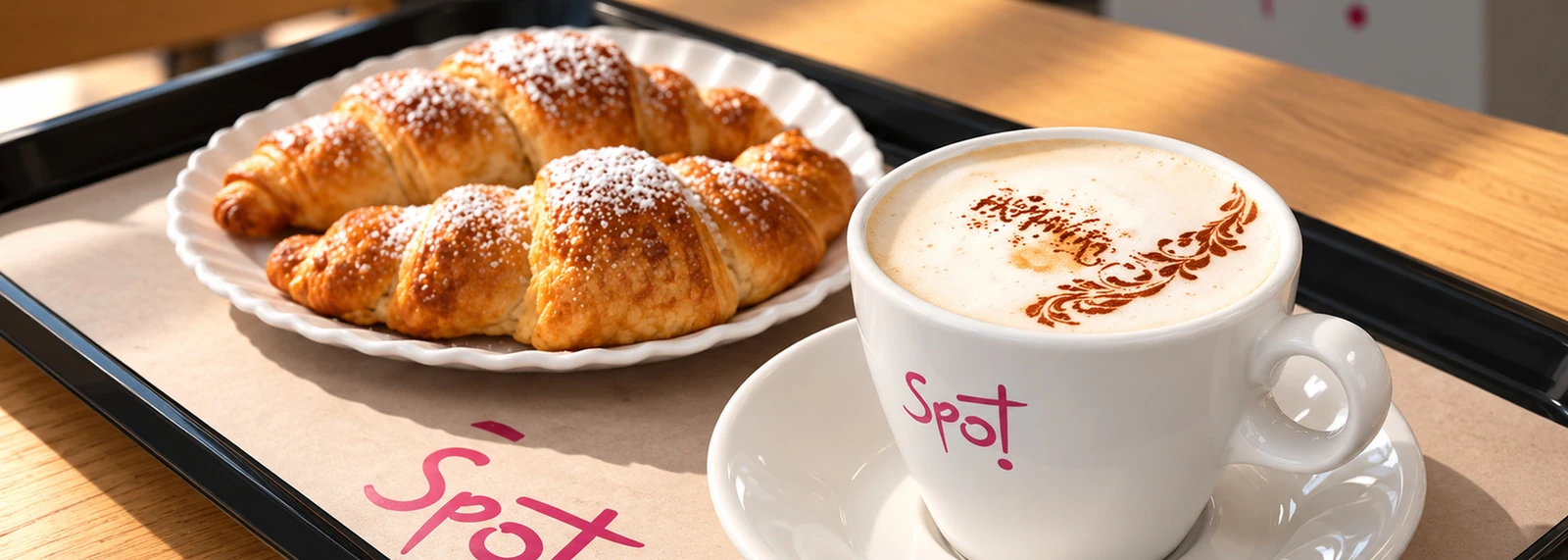 Desayuno con café y facturas en Spot de Tasco